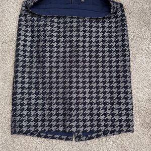 Ann Taylor Navy and Gray Houndstooth Pencil Skirt